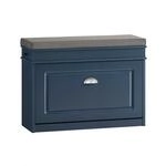 SoBuy Schuhbank Schmal mit Klappe Garderobenbank mit Sitzkissen Blau FSR82-L-B