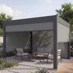 MCW Pergola L46 mit Seitenwand Anthrazit 10cm-Alu-Gestell 3x3m