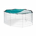 Relaxdays Freilaufgehege Stahl Silber mit Netzabdeckung 55 cm x &oslash; 145 cm 4 kg