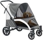 PawHut Hundewagen Polyester Stahl Dunkelgrau 124L x 67B x 100H cm