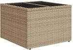 vidaXL Gartentisch mit Glasplatte Beige 55x55x37 cm Poly Rattan 366058