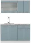 Vicco R-Line Mini-K&uuml;che Blau-Grau 140 cm AP Marmor ohne E-Ger&auml;te