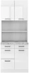 Vicco R-Line K&uuml;chenblock Wei&szlig; Hochglanz 80 cm AP Marmor ohne E-Ger&auml;te