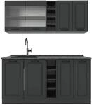 Vicco R-Line Singlek&uuml;che Anthrazit Landhaus/Anthrazit 160 cm AP Anthrazit ohne
