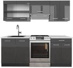 Vicco R-Line K&uuml;chenzeile Anthrazit Hochglanz/Anthrazit 200 cm AP Marmor ohne