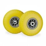 Relaxdays Sackkarrenrad 2er Set PU Gummi Gelb Grau Pannensicher Kugelgelagert 3.00-4