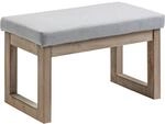 HOMCOM Fu&szlig;hocker mit Leinenoptik Holzbeine f&uuml;r Wohnzimmer Grau 68 x 38 x 42 cm