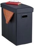Relaxdays Sitzhocker Kunstleder Schwarz Faltbar 49 cm x 48,5 cm x 27 cm 3 kg