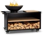 Blumfeldt Savage 2.0 Wide Feuerschale Grill Bambus-Schneidebrett Wetterschutz...