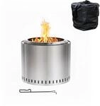 Relaxdays Feuerschale Edelstahl Silber Rauchfrei Doppelwandig 40,5 cm x 49 cm 9,6 kg