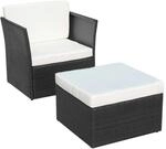 Furnicato Gartensessel Mit Fu&szlig;hocker Poly Rattan Schwarz