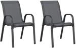 vidaXL Stapelbare Gartenst&uuml;hle 2 Stk Grau Textilene 318778