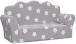 vidaXL Kindersofa 2-Sitzer Hellgrau mit Sternen Weich Pl&uuml;sch 357046