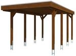 Skan Holz Carport Friesland mit Stahl-Dachplatten 320 cm x 555 cm Nussbaum