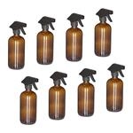 Relaxdays Spr&uuml;hflasche 8er Set Glas Braun Nachf&uuml;llbar 500 ml 21 x 9,5 x 7,5 cm