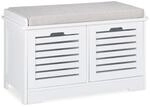 Relaxdays Sitzbank MDF Schaumstoff Polyester Wei&szlig; Gepolstert mit 2 K&ouml;rben 44 cm x