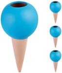 Relaxdays Tonkegel 4er Set Keramik Terrakotta Blau Wasserdurchl&auml;ssig 18 cm x 9 cm