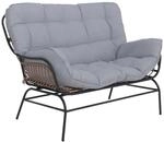 MCW 2er-Sofa P75 Gartenbank Poly-Rattan Metall Dunkelgrau Polster Hellgrau