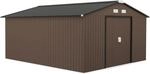 Outsunny Ger&auml;tehaus mit Pultdach Stahl Braun 340L x 386B x 200H cm