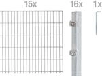 Metallzaun Grund-Set Doppelstabmatte feuerverzinkt 15 x 2 m x 1 m