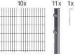 Metallzaun Grund-Set Doppelstabmatte verz. Anthrazit beschichtet 10x 2 m x 1,6 m