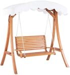 Beliani Gartenschaukel ANDRIA Dunkler Holzfarbton Beige 128x164x188