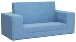 vidaXL Kinder-Schlafsofa 2-Sitzer Blau Weicher Pl&uuml;sch 357032