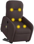 vidaXL Elektrischer Massagesessel mit Aufstehhilfe Dunkelbraun Stoff 3303007