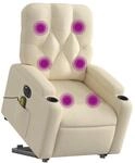 vidaXL Elektrischer Massagesessel mit Aufstehhilfe Creme Stoff 3204755