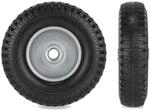 Relaxdays Schubkarrenrad 2er Set Vollgummi Stahl Schwarz Grau Pannensicher 22 cm x 6