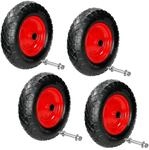 ECD Germany 4Er Set Schubkarrenrad Luftbereift mit Achse 4,80-4,00-8 390 mm