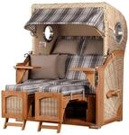bene,iving Strandkorb Komplettset Ammersee Teak Bullauge PE Shell Modell 522