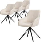 ML-Design Esszimmerst&uuml;hle Drehbar 4Er Set Textil Webstoff Creme Drehstuhl