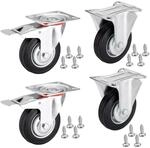 SOTECH 4er SET Transportrollen RED &Oslash;125 mm 2x Bockrollen und 2x Lenkrollen mit