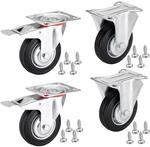 SOTECH 4er SET Transportrollen RED &Oslash;100 mm 2x Bockrollen und 2x Lenkrollen mit