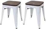 MCW 2x Hocker A73 Inkl. Holz-Sitzfl&auml;che Wei&szlig;
