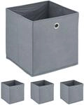 Relaxdays Aufbewahrungsbox 4er Set Vlies Pappe Eisen Grau Faltbar 30 cm x 30 cm x 30
