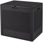 Costway Gartenbox 96 L mit Abschlie&szlig;barem Deckel Rattanoptik Braun