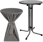 Beautissu Sylt Stehtisch &Oslash; 80cm Grau mit Premium Stehtischhusse &Oslash; 80cm...