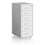 Relaxdays Rollcontainer Stahl Wei&szlig; Abschlie&szlig;bar mit 6 Schubladen 69 cm x 28 cm x 41