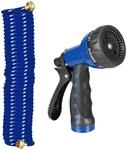 Relaxdays Wasserspiralschlauch mit Brause PP ABS Messing Blau 10 m 0,6 kg