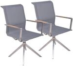 Garden Pleasure Gartensessel Salida Edelstahl mit Armlehnen Silber-Grau 2er Set