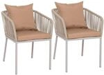 MCW 2er-Set Gartenstuhl N41 Hellgrau Kissen Taupe
