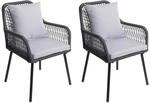 MCW Gartenstuhl O12 2er-Set Sitz-/R&uuml;ckenpolster Aluminium Anthrazit Bezug Grau