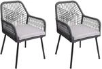 MCW Gartenstuhl O12 2er-Set Sitzpolster Aluminium Anthrazit Bezug Grau