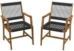 Costway 2er Set Gartenst&uuml;hle Akazienholz & Seilgeflecht 160 kg