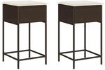 vidaXL Garten-Barhocker mit Kissen 2 Stk. Braun Poly Rattan