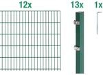 Metallzaun Grund-Set Doppelstabmatte verz. Gr&uuml;n beschichtet 12 x 2 m x 0,8 m