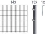 Metallzaun Grund-Set Doppelstabmatte verz. Anthrazit beschichtet 14x 2 m x 1,6 m