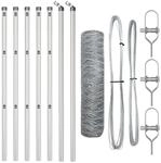 vidaXL Zaunpfosten Silber 10 x 0,4 m 50 mm Netz Stahl 3352905